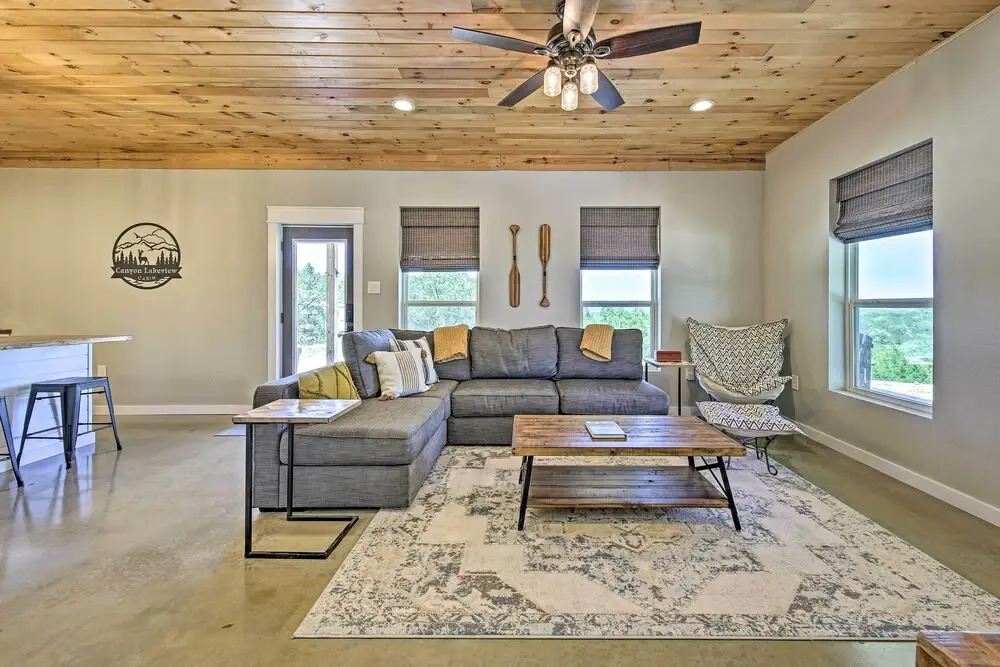 Modern Cabin w/ Stunning Views ~ 1 Mi to Lake!