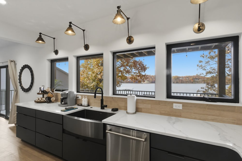 New Lakefront Home With Private Dock, Game Room & Firepit at 9MM