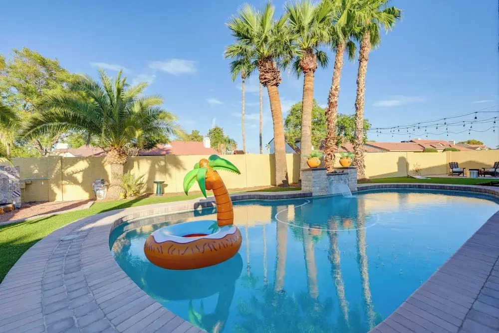 Luxe Outdoor Oasis Palm Tree Villa in Chandler