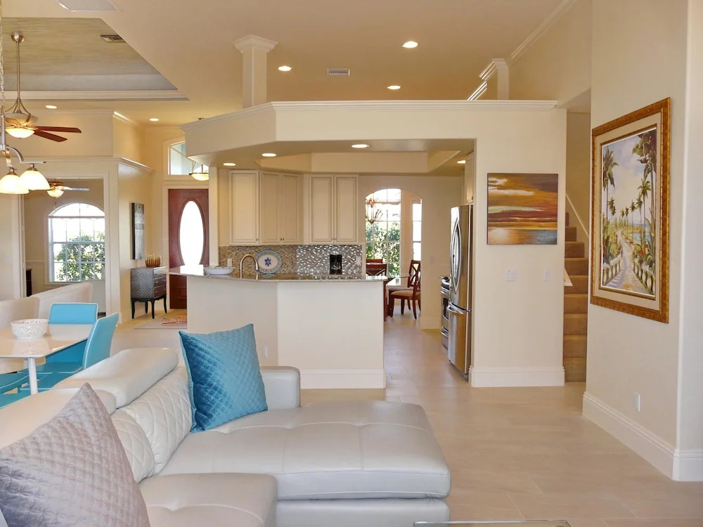Pet-friendly waterfront home with heated pool and spa