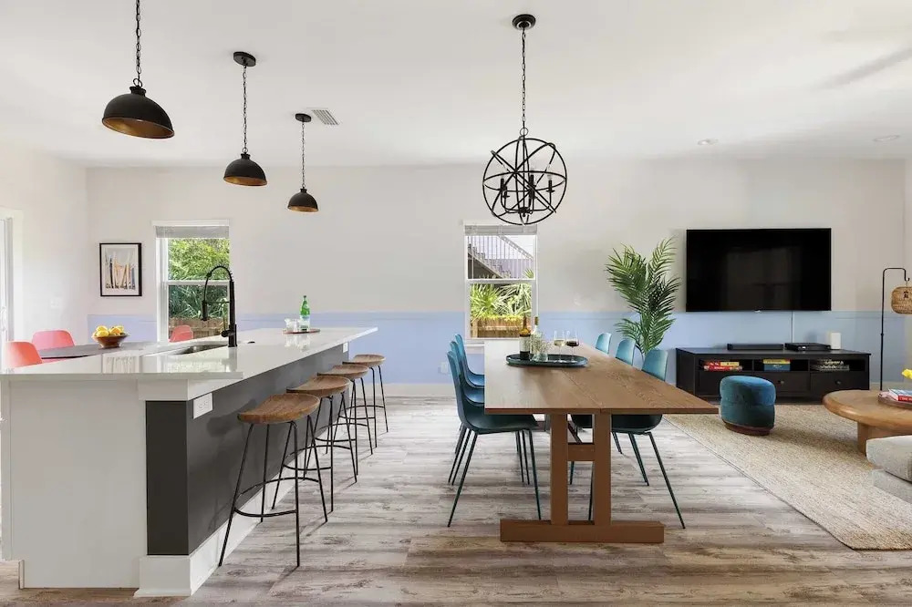 Playfully Designed Home + Hot Tub, Fire Pit & Game Room Blue Hour by Avantstay