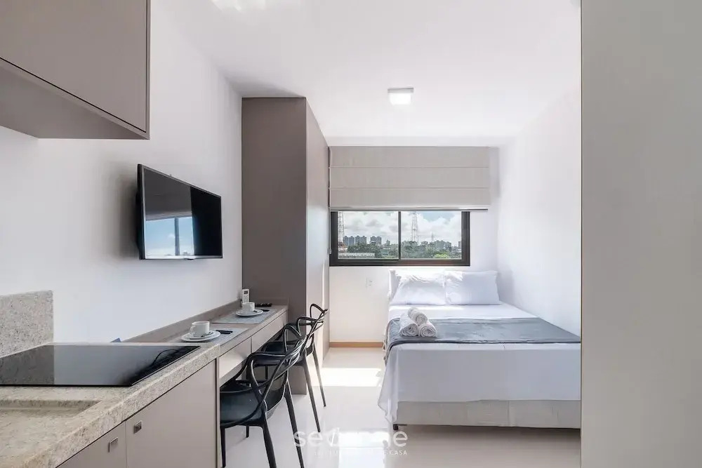 Studio Moderno em cond. c/ piscina HFO0208