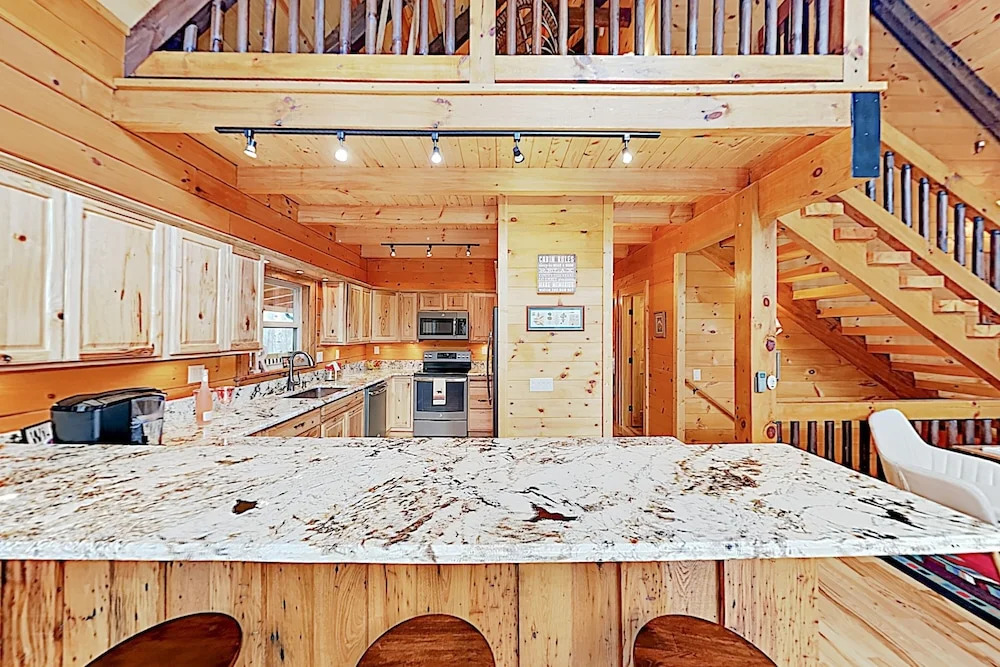 Mountain-chic W/ Fireplace & Wraparound Deck! 4 Bedroom Home