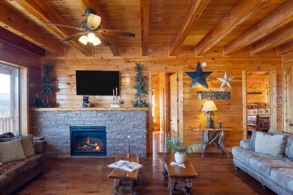 A View for All Seasons Luxe Smoky Mountain Cabin With Hot Tubs Game Room