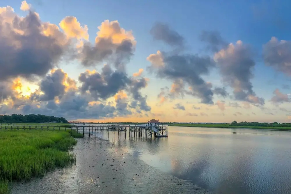 Waterfront Sunset Beach Escape w/ Dock & Golf View