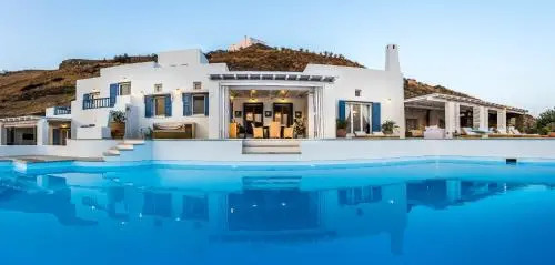 Villa BluEros - Private 8-Bedroom Estate with 100m Infinity Pool & Helipad, Syros