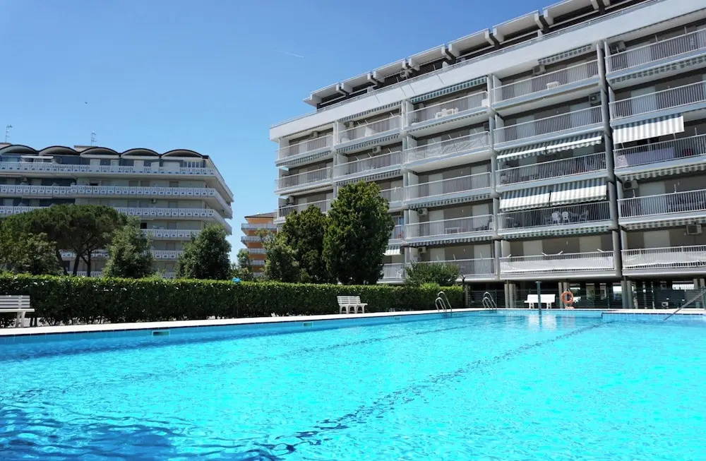Welcoming flat with pool view balcony