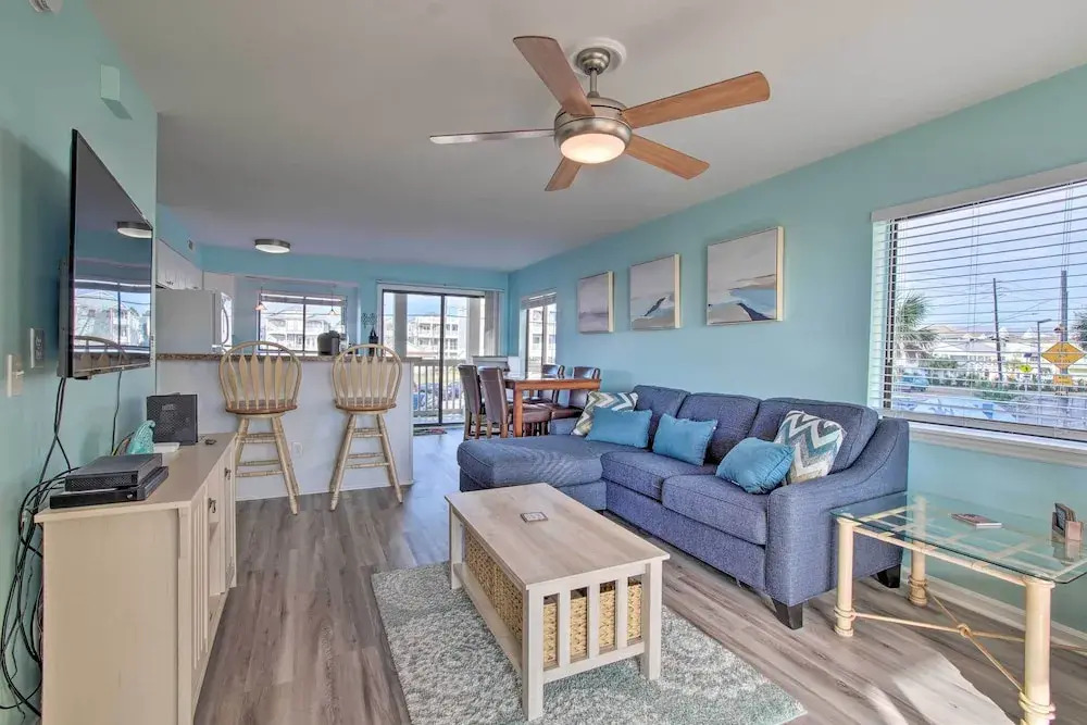 Walk to Shore! Ocean-view Condo in Carolina Beach