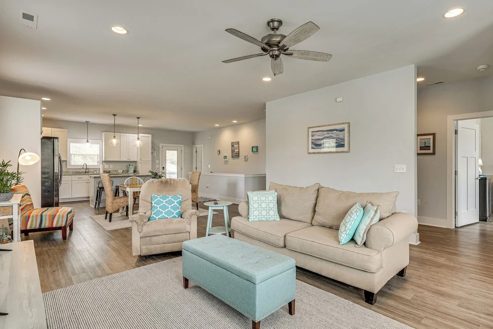 Deck & Games! Pet-friendly Oak Island Home