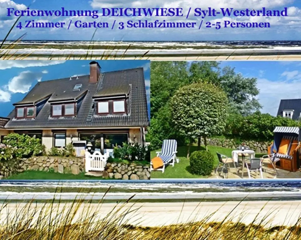 Ferienwohnung SYLTER DEICHWIESEN - 2-5 Personen / 3 Schlafzimmer / Terrasse