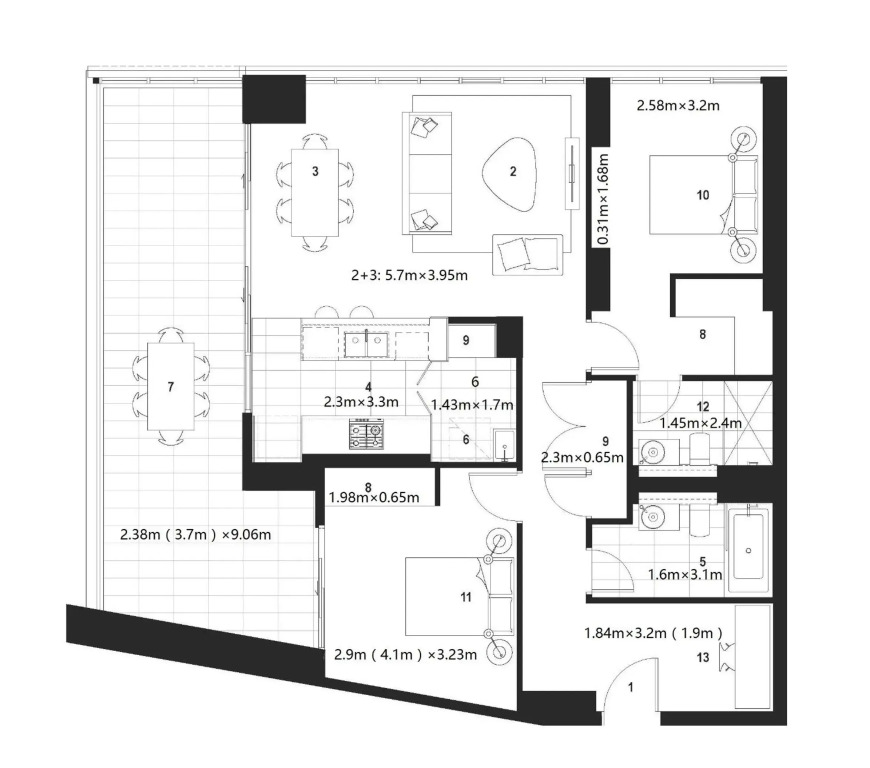 Wentworth Point Oversized balcony view apartment