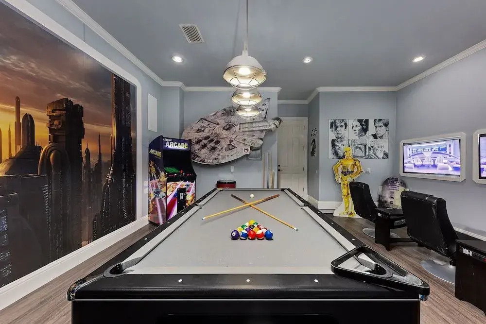 Theater Room Game Room Gym 7 Br home by RedAwning