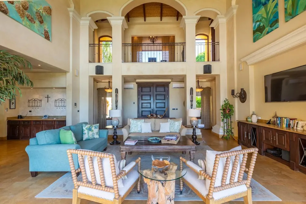 Elegant Mediterranean-Style Mansion with Beachfront Views and Private Infinity Pool