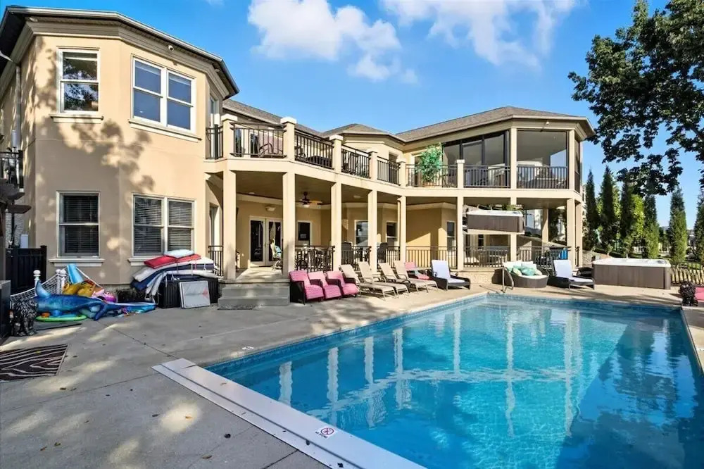 Luxury Lakefront Escape w/ Heated Pool, Hot Tub & Theater