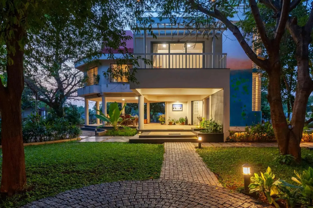 Morning Dew Retreat by StayVista - Modern interiors, Indoor games, Lush greenery, Pool & Gazebo await your escape
