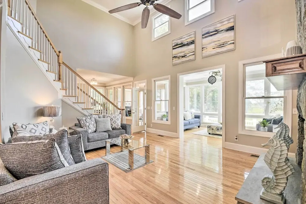 Waterfront Sunset Beach Escape w/ Dock & Golf View