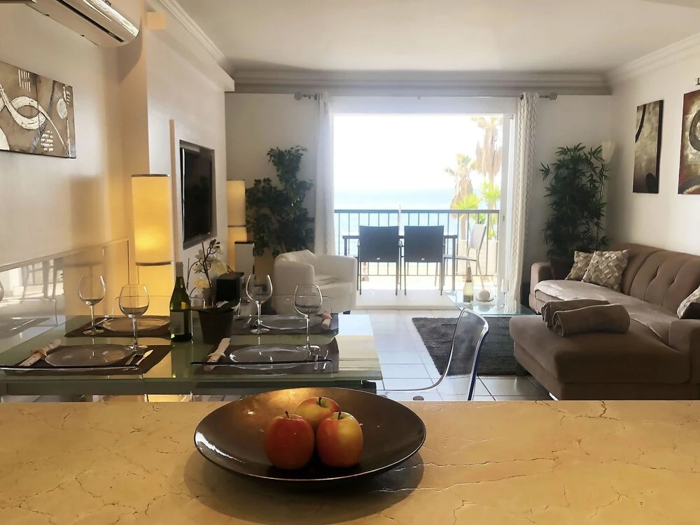 Dona Lola Micaela Beach front duplex 2 bedroom apartment - open sea and beach views surrounded by bars and restaurants - Costa del Sol - CS199