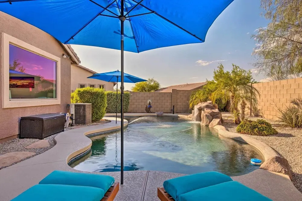 Fire Pit, Covered Patio: Stylish Goodyear Refuge