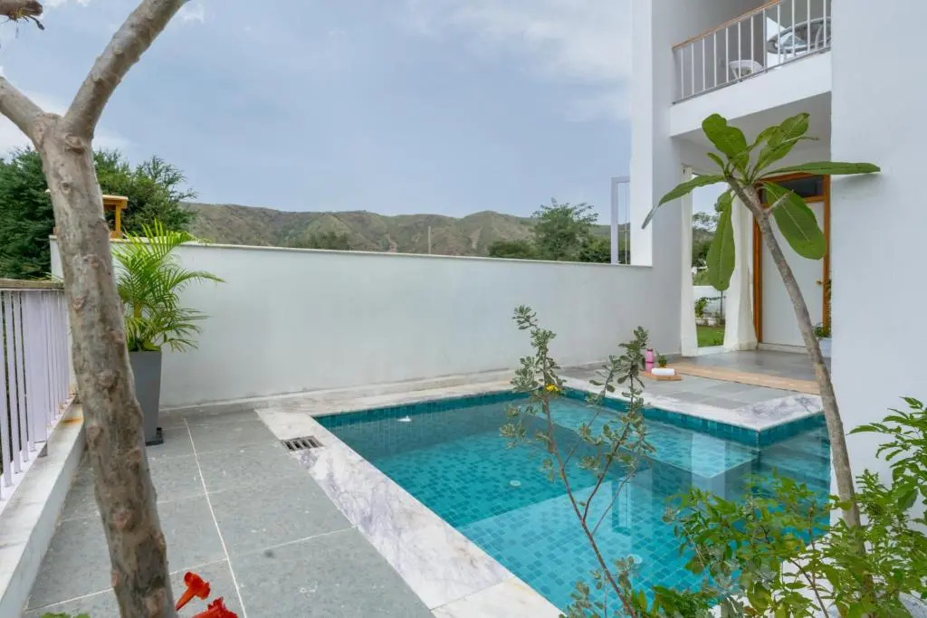 SaffronStays Villa Bougain - 2BR hill-view villa with plunge pool, Veg BBQ, birdwatching & serene garden sit-outs