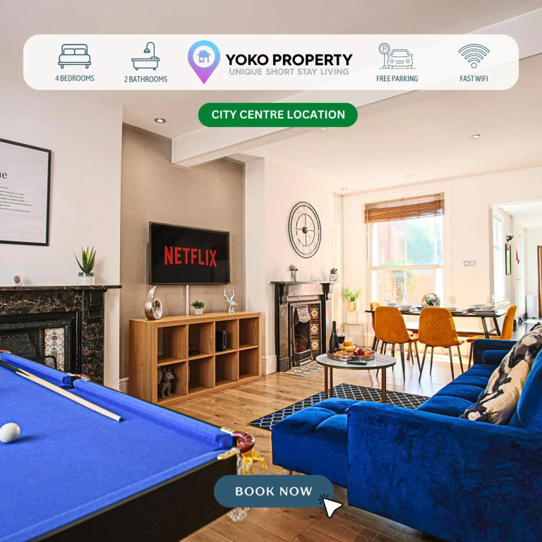 Central House with Pool Table, Smart TV and Free Parking by Yoko Property