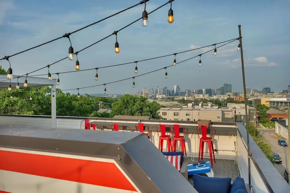 Rooftop Deck Shuffleboard BBQ Near Downtown