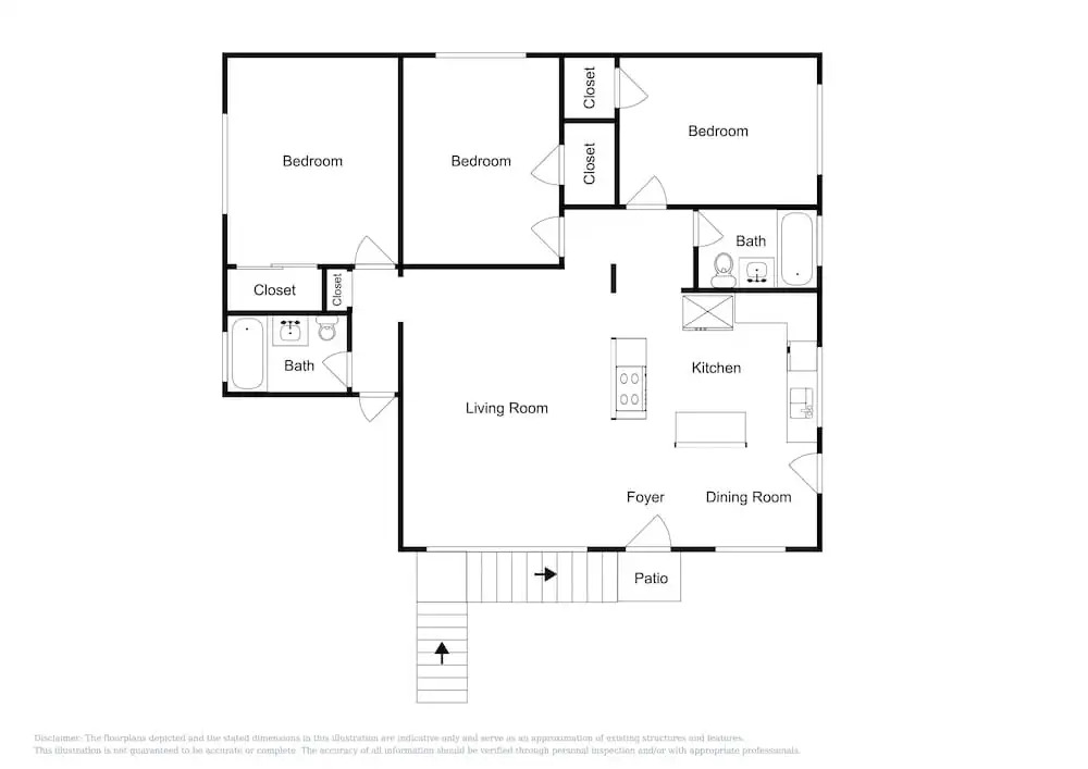Contemporary Home 3 Bedrooms 2 Bathrooms Home