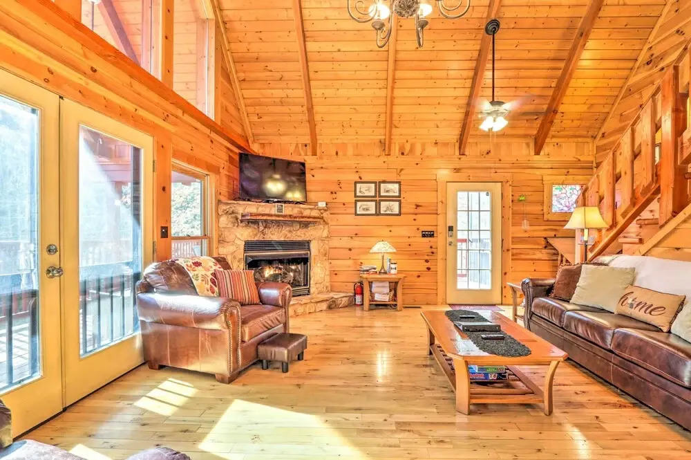 Deck & Game Room: Creekside Cabin in Sevierville