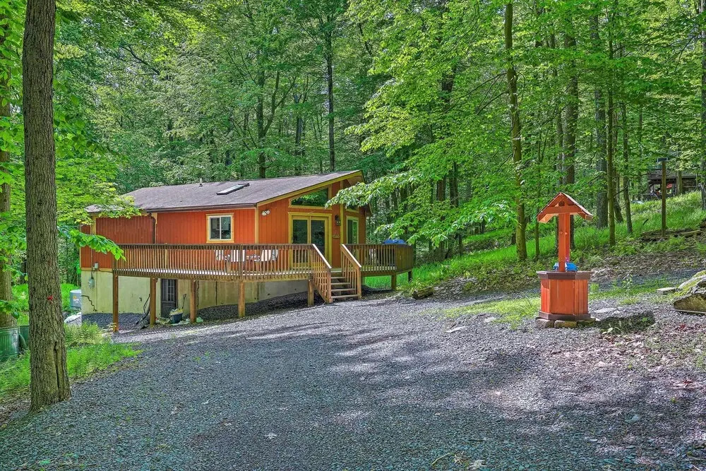 Walk to Lake & Beach: Pocono Cabin w/ Fire Pit