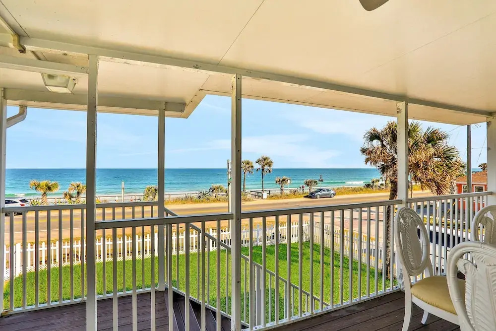 Updated Home Across From Beach With Covered Balcony, Central AC, & Washer/dryer