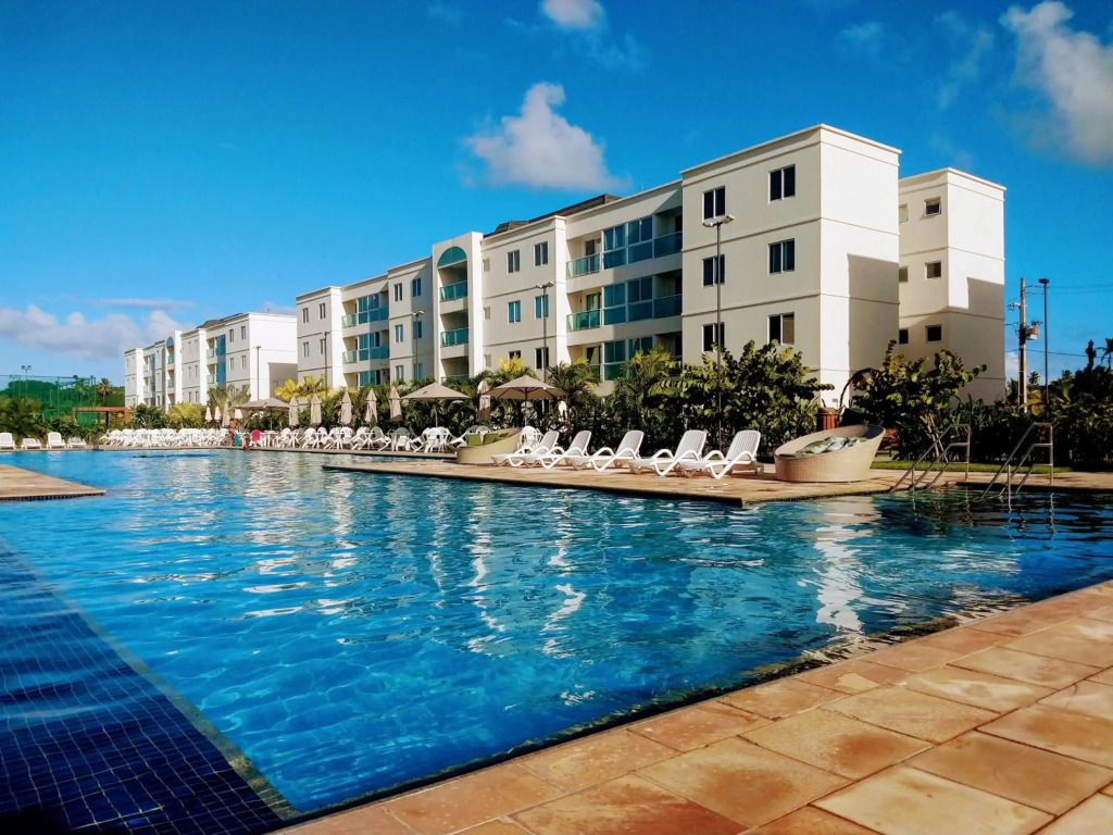 Lindo Flat de 3 quartos com ar condicionado em Porto de Galinhas com vista total para as piscinas
