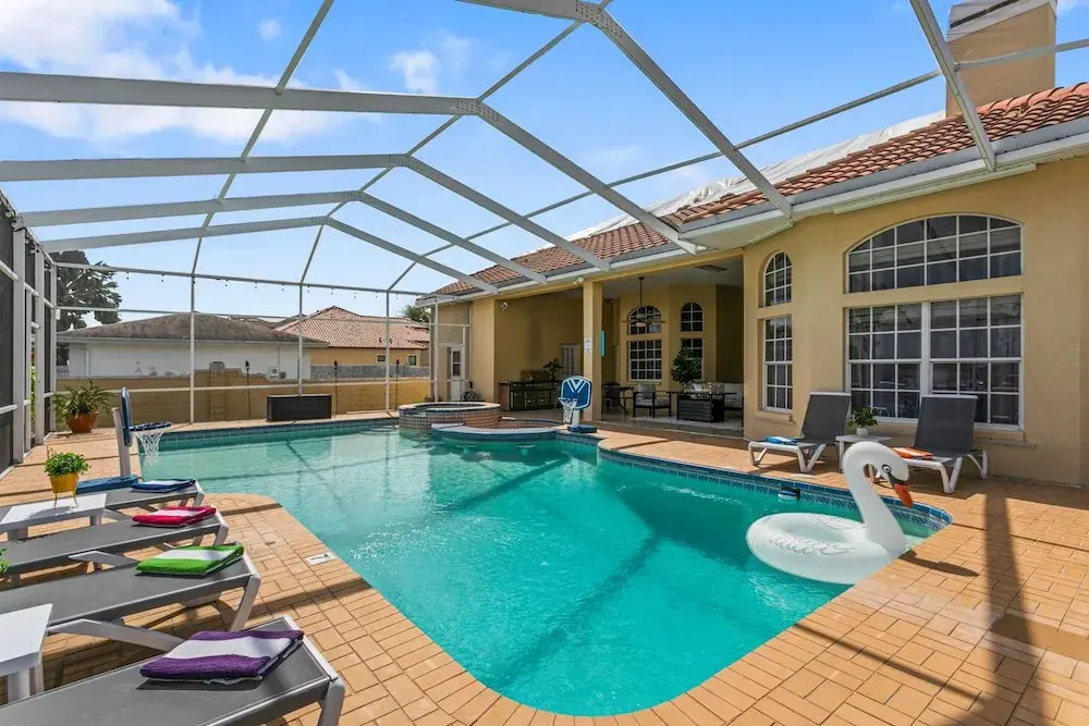 Waterfront Pool Pickleball Court Game Room