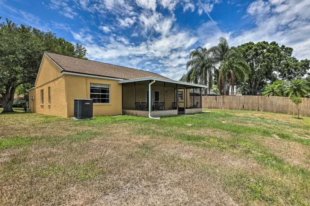 Lanai & Pond at Tranquil Bradenton Retreat!