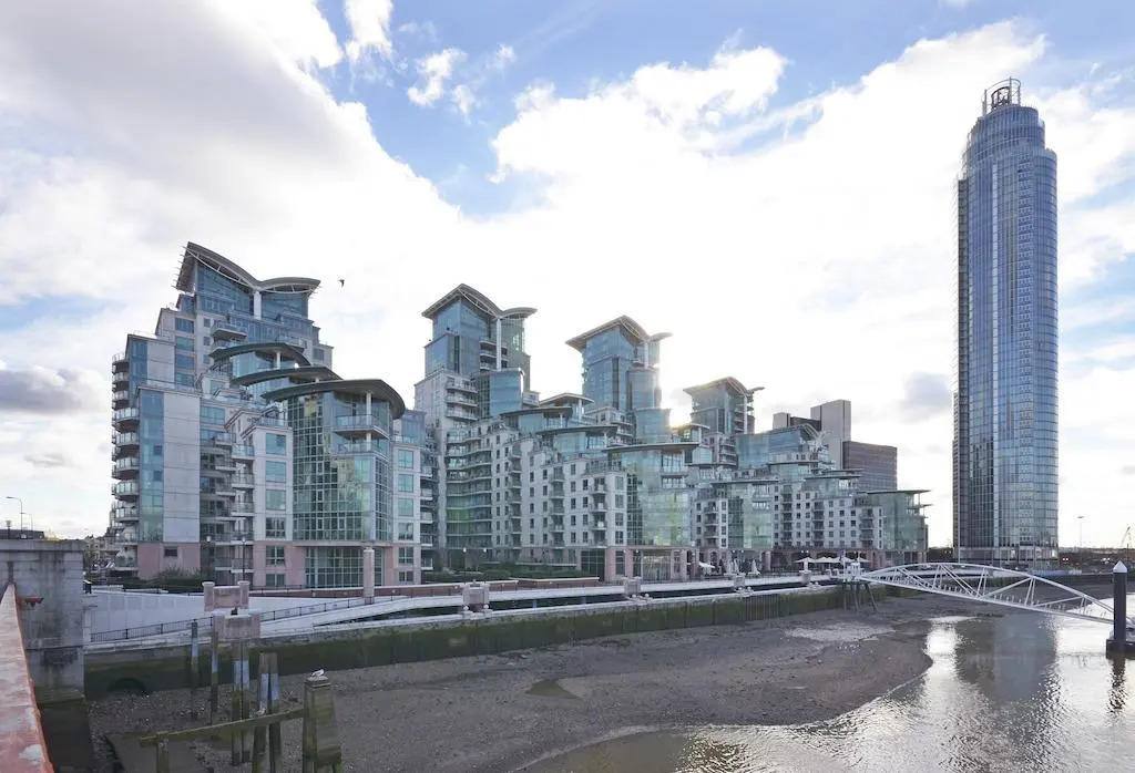 Riverside Apartments by River Thames, in Central London
