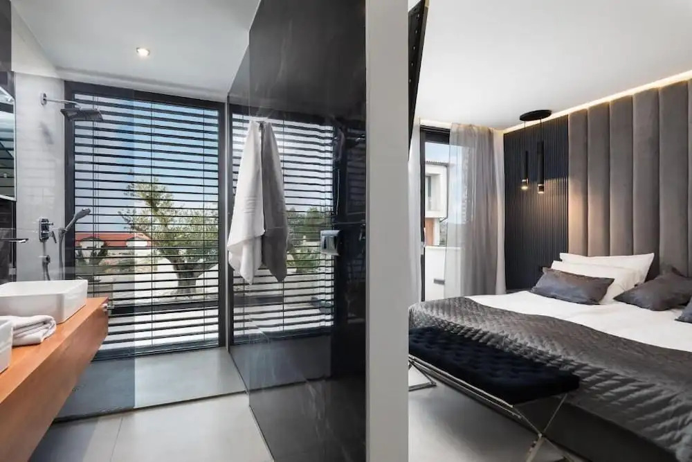white residence with pool room