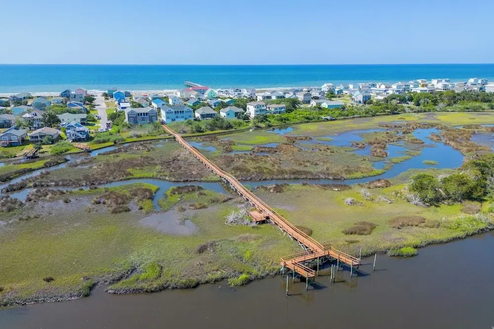 Steps to Beach: Gem w/ Views & Dock in Oak Island