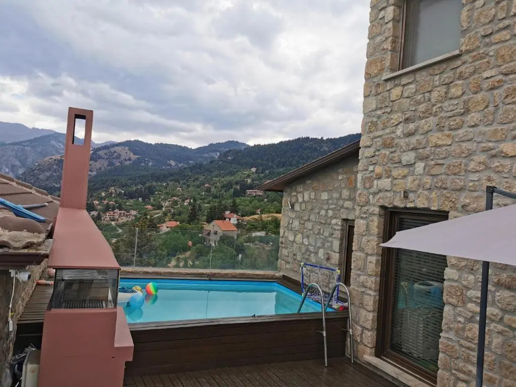 Mountain stone villa, sea & mountain view at 1150m