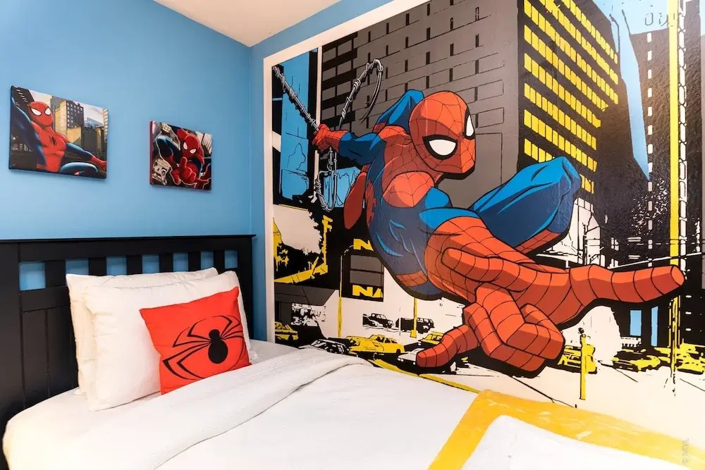 Modern and Colorful Home Spiderman Princess and Mickey Themed Rooms and Perfect Movie Game Room 7ws881
