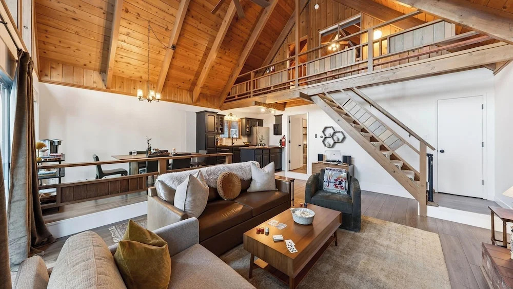 Hot Tub Firepit Loft Suite & Mins to World-class Skiing Tahoe A-frame Retreat by Avantstay