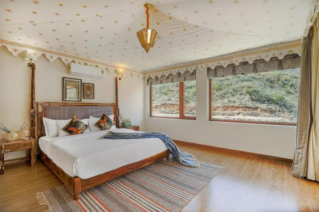 SaffronStays Moringa WishingTree - 3-BR villa near Nathdwara with pool, lawn and hillside views