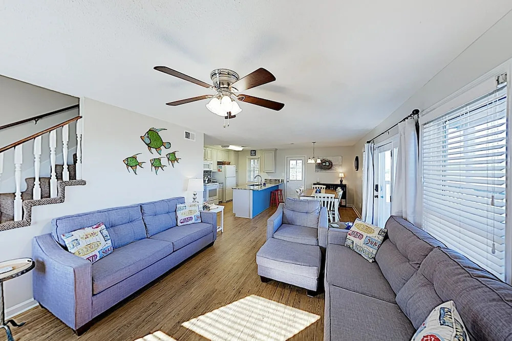New Listing! Coastal Gem W/ Porch - Steps To Beach 4 Bedroom Home
