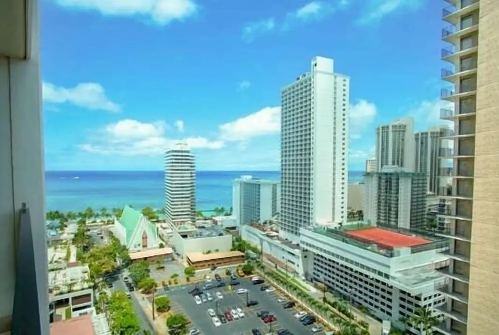 Waikiki Banyan High Level Condo with Ocean Views from the Private Lanai