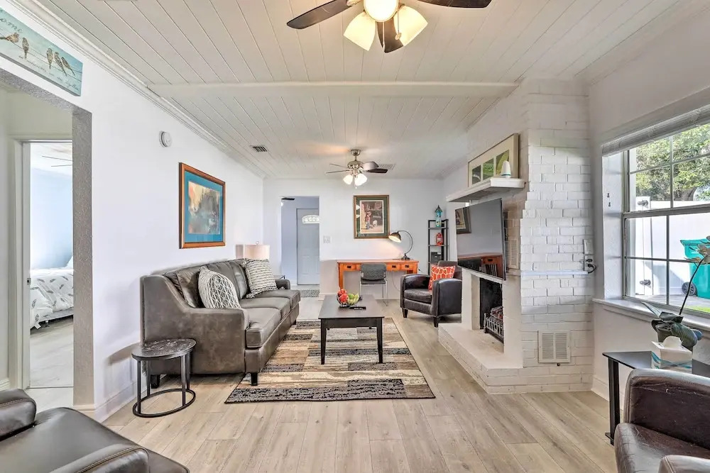 Chic Home w/ Fire Pit & Patio, Walk to Lake!