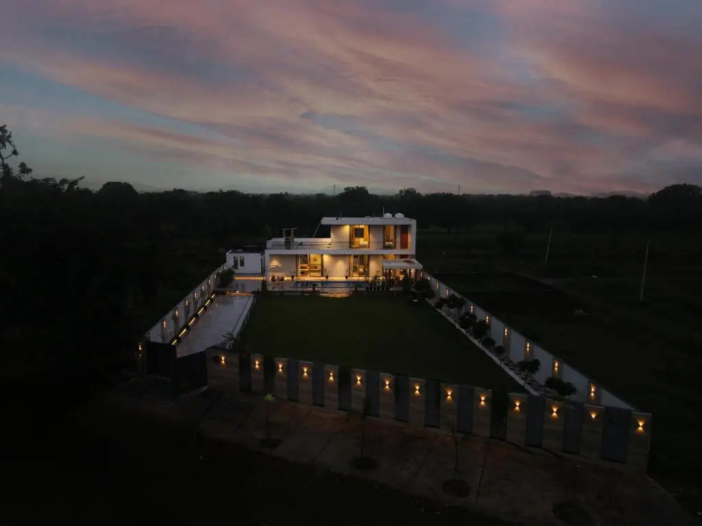 SaffronStays Raaga - luxury 4BR villa with private pool, lawns, gazebos & sweeping Aravalli hill vie