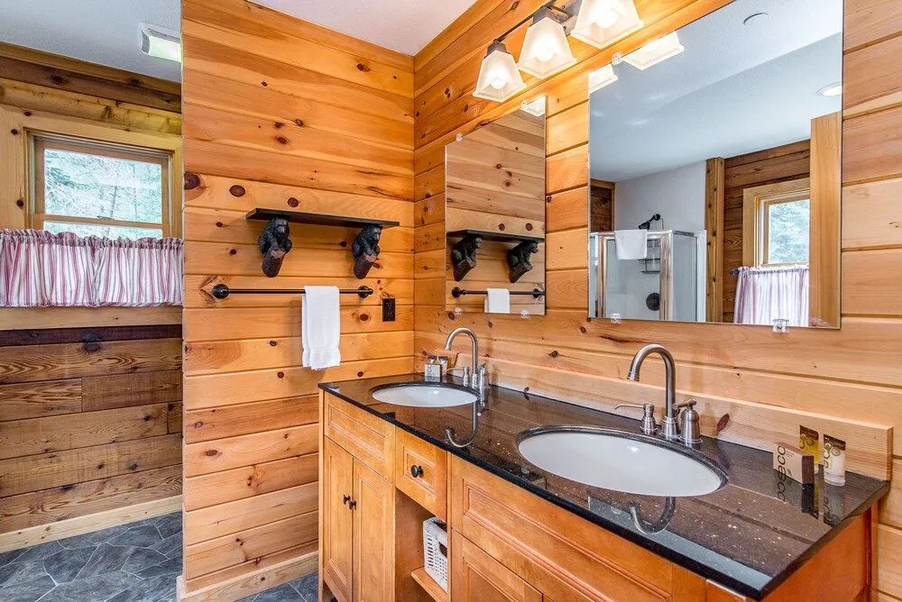Modern Cedar Log Cabin w Hot Tub by RedAwning