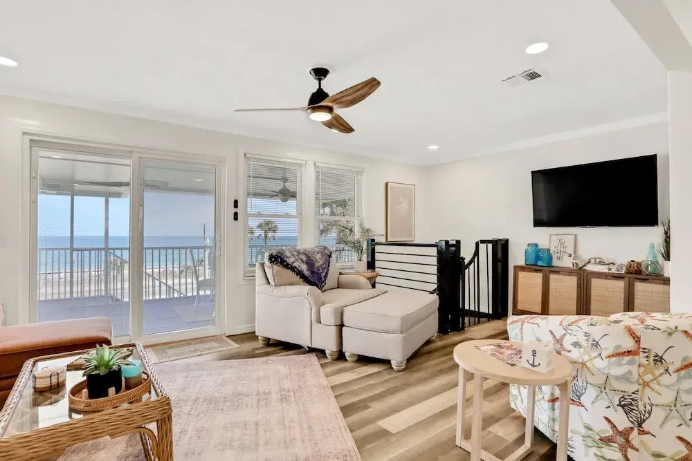 Updated Home Across From Beach With Covered Balcony, Central AC, & Washer/dryer