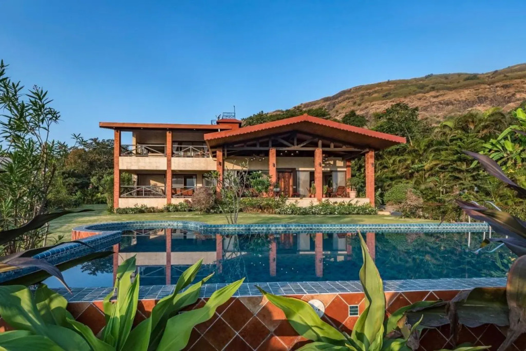 SaffronStays Althea - 4BR veg-only luxury villa with pool, jacuzzis, gourmet meals and Lohagad-Pawna lake views