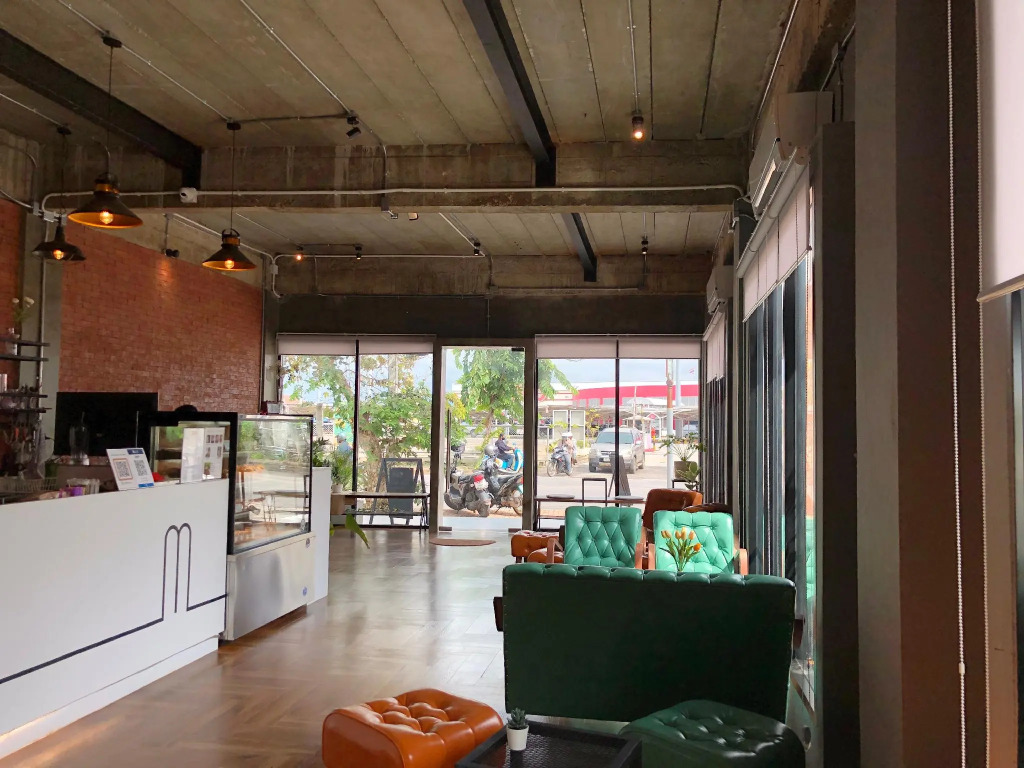 Minimalist cafe and bed