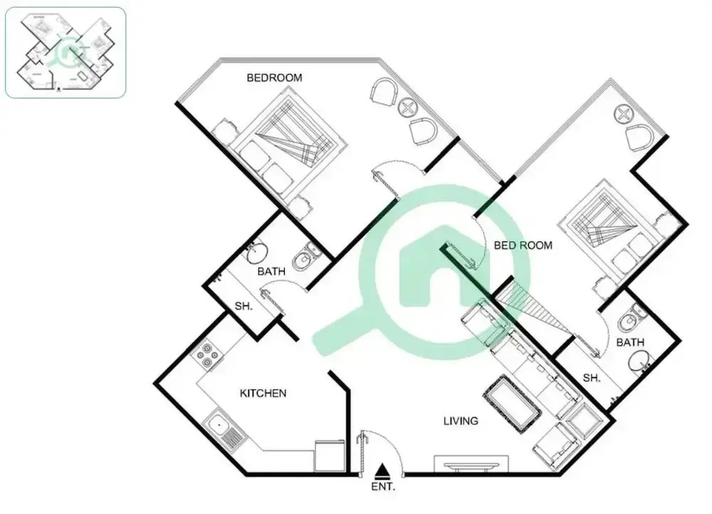 Spacious Serene 2 Bedroom in JLT for 4