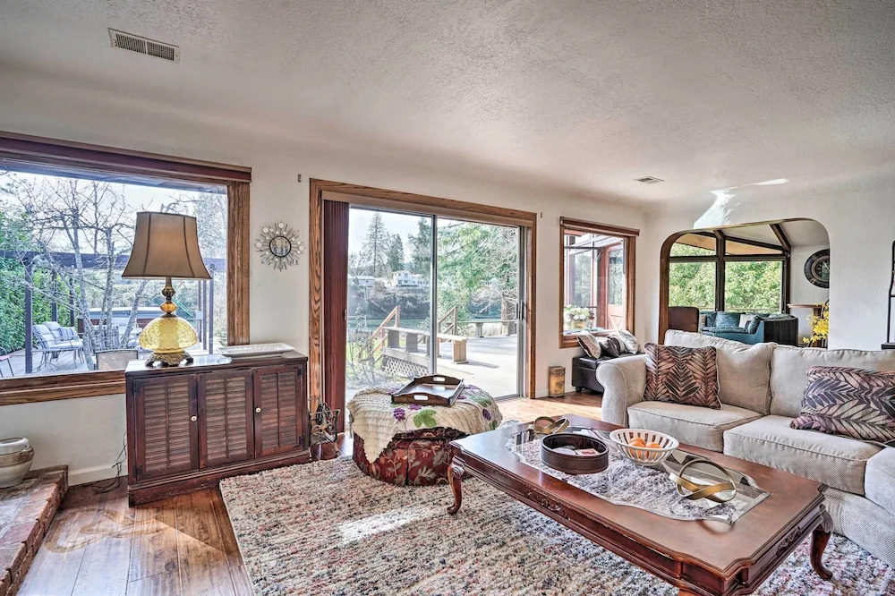 Serene Riverfront Escape w/ Hot Tub & Views!