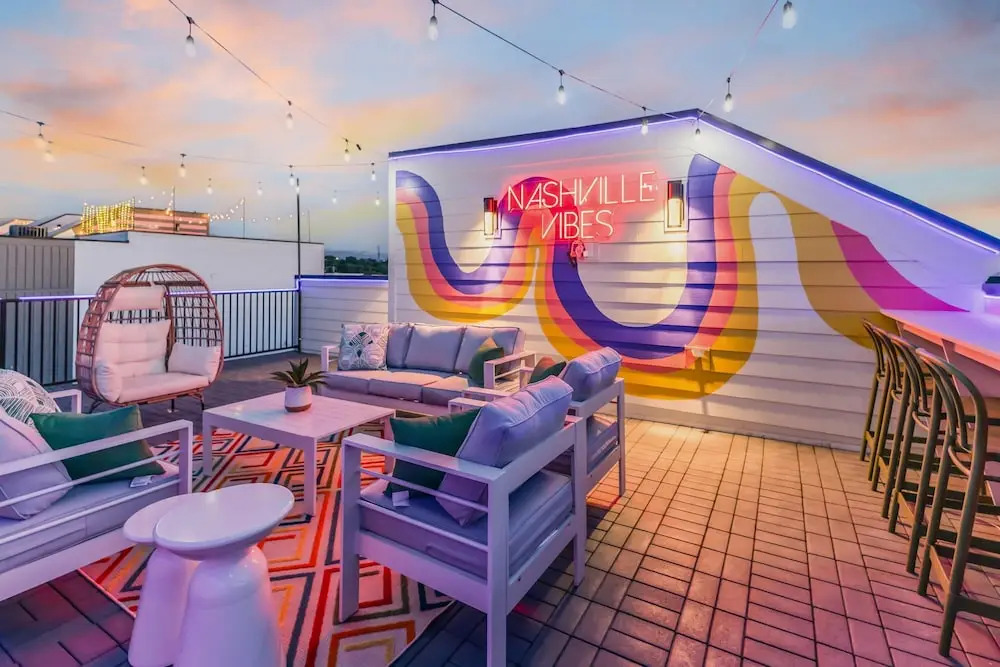 Hip Rooftop Deck Game Room in Downtown Nashville